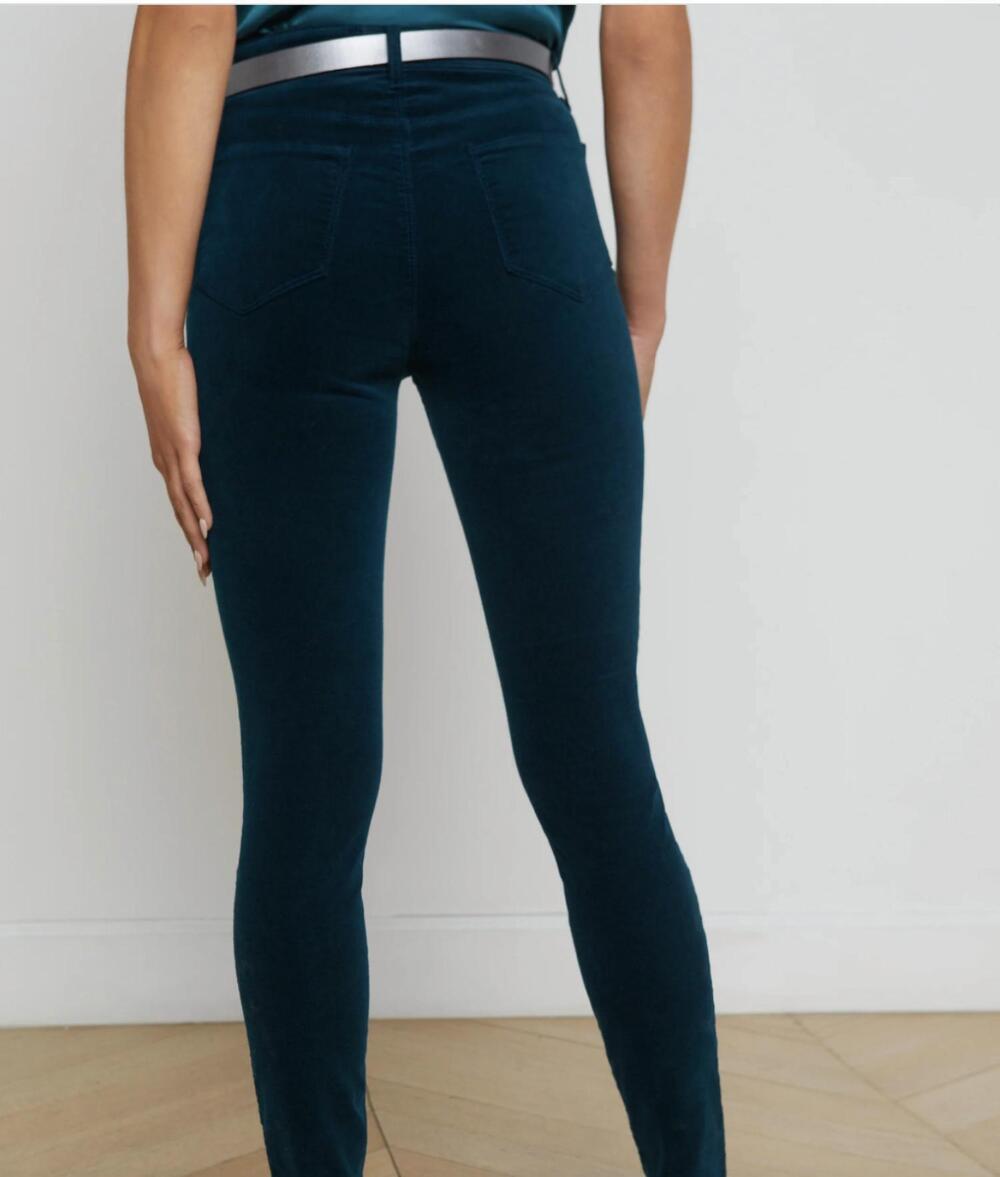 NEW L'AGENCE monique velvet skinny jeans in rich teal - Picture 4 of 4
